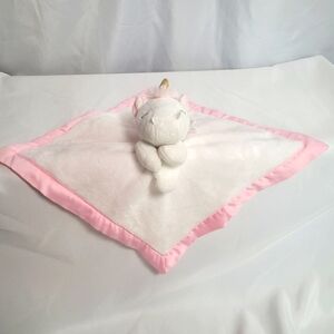 Carter's Unicorn Lovey Security Blanket Toy Plush Satin Backing Trim Pink White